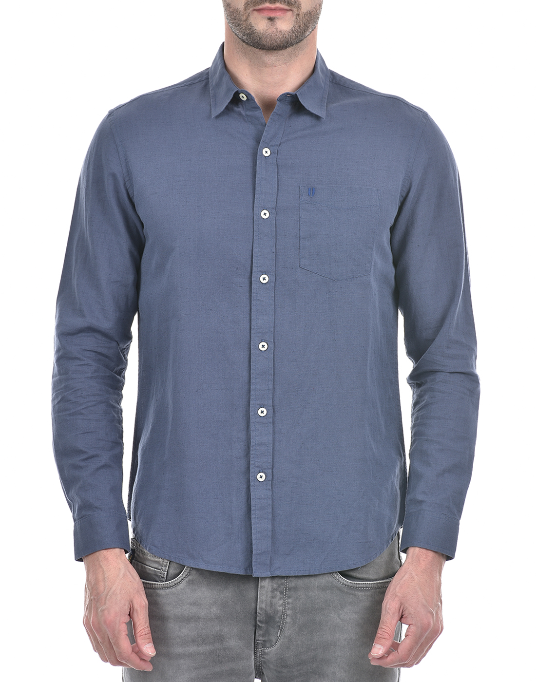 Numero Uno Men Solid Blue Shirt
